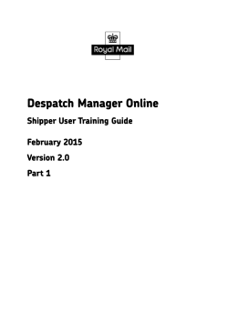 DMO Online Shipper User Guide part 1