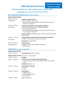 Preliminary Conference Schedule - The Association of Specialized