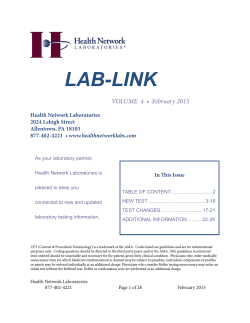 february 2015 • volume 4 - Health Network Laboratories