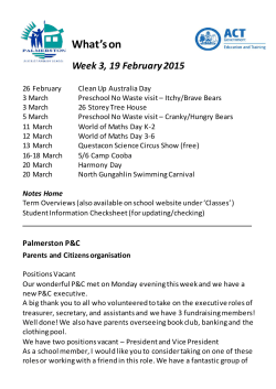 What`s On - 19 February 2015 - Palmerston District Primary School