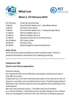 What`s On - 19 February 2015 - Palmerston District Primary School