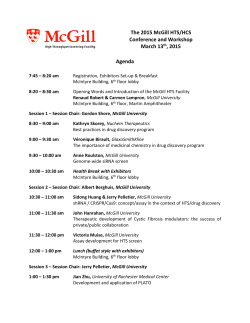 The 2015 McGill HTS/HCS Conference and Workshop March 13th