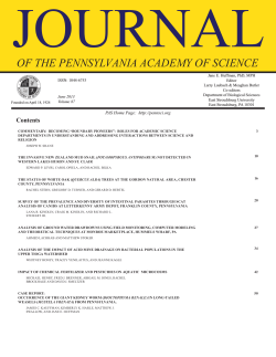 June 2013: v.87, issue 1 - Pennsylvania Academy of Science