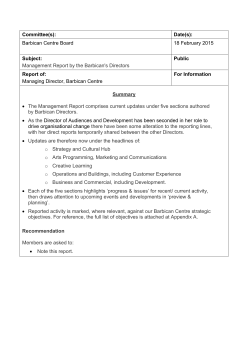 Barbican Directors` Board report, item 5. PDF 427 KB