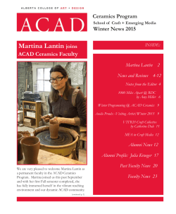 ACAD Ceramics Newsletter Winter 2015