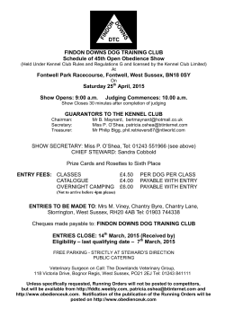 FINDON DOWNS DOG TRAINING CLUB Schedule of 45th Open