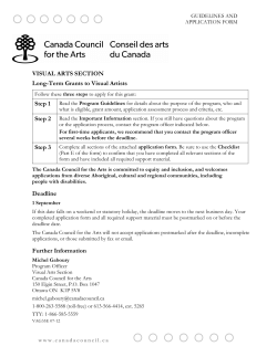 Program Guidelines - Canada Council for the Arts