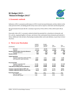 BC Budget 2015 – “Balanced Budget 2015”
