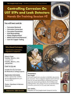 Corrosion Training for Sumps March 5, 2015
