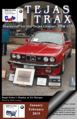 January February 2015 - the Tejas Chapter, BMW CCA