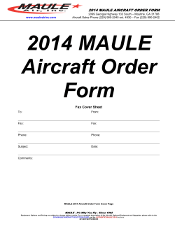 2014 MAULE Aircraft Order Form