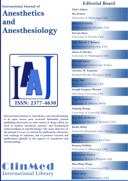 International Journal of Anesthetics and Anesthesiology