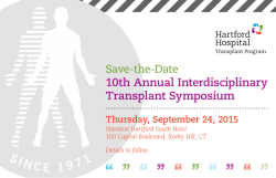 Hartford Hospital Transplant Symposium. Save the date Sept 24 2015