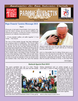 Pope Francis` Lenten Message 2015