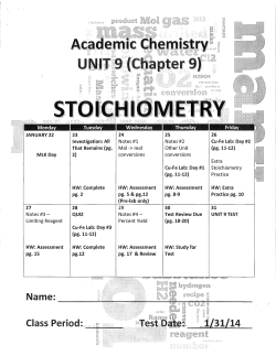Stoichiometry Notes and Review Key