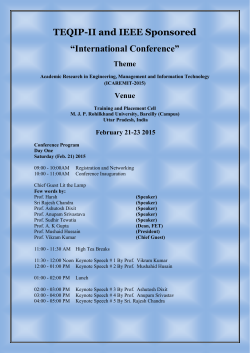 Presentation Schedule - ICAREMIT-2015