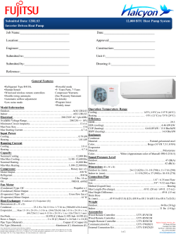 Submittal Data: 12RLS3 12,000 BTU Heat-Pump