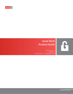 Good Work Application Product Guide