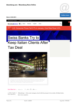 Swiss Banks Try to Keep Italian Clients After Tax Deal