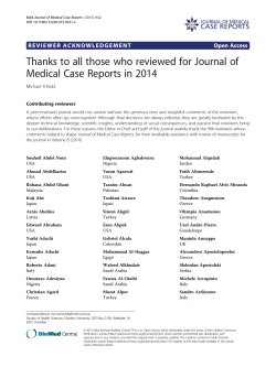 Thanks to all those who reviewed for Journal of Medical Case