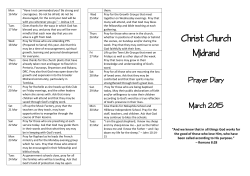 Prayer Diary - Mar - Christ Church Midrand