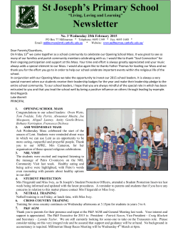 Current Newsletter - St Joseph`s Primary School in Millmerran