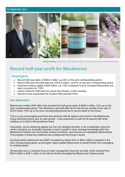 Record half-year profit for Blackmores