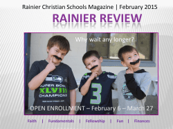 RAINIER REVIEW February - Rainier Christian Schools