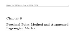 Chapter 8 Proximal Point Method and Augmented Lagrangian Method