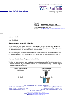 letter to residents in the Haverhill area about brown bin collection