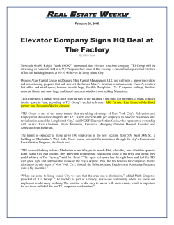 Elevator Company Signs HQ Deal at The Factory