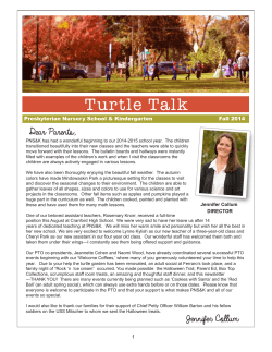 Turtle Talk - Westfield Presbyterian Nursery School and Kindergarten
