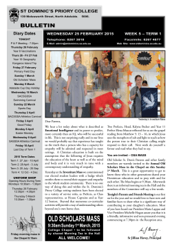 Bulletin 25 February 2015 - St Dominic`s Priory College
