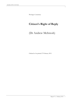 Citizen`s Right of Reply (Dr Andrew McIntosh)