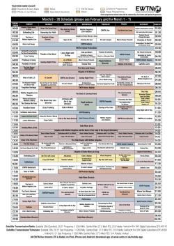 March 8 – 28 Schedule (please see February grid for March