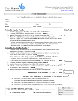 PURIM ORDER FORM To Send to Member Families