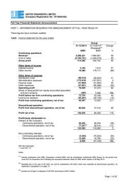 Q4 2014 Results - United Engineers Limited