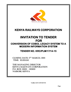 INVITATION TO TENDER FOR - Kenya Railways Corporation