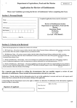 Application for Review of Entitlements