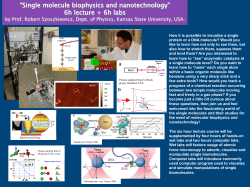 “Single molecule biophysics and nanotechnology” 6h lecture + 6h labs