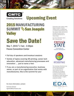 Save the Date! - San Joaquin Valley Regional Industry Clusters