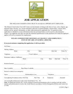 OCT Job Application Form