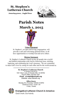 Parish Notes - St. Stephen`s Lutheran Church