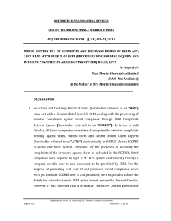 Adjudication Order in respect of M/s Montari Industries Limited