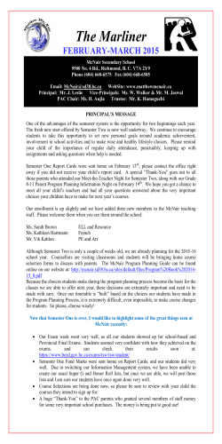 February, March, 2015 Newsletter