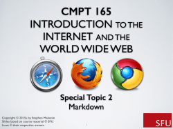 CMPT 165 INTRODUCTION TO THE INTERNET AND THE WORLD