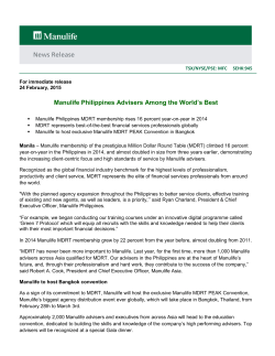 Manulife Philippines Advisers Among the World`s Best