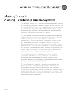 Master of Science in Nursing—Leadership and Management