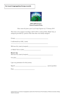 KCO 2015 Journey Travel Consent Form Please return this form to