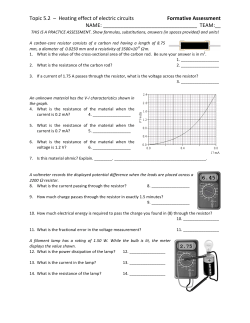 Topic 5.2 – Heating effect of electric circuits Formative Assessment